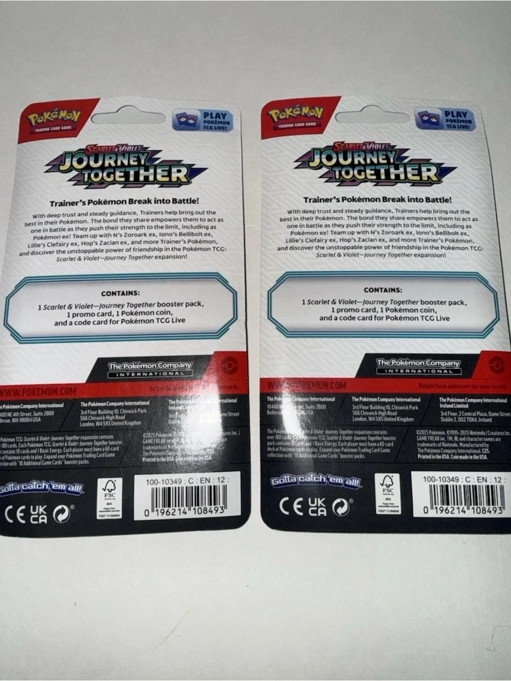 Pokemon TCG Set of 2 JOURNEY TOGETHER Single Pack Blister (Yanma/Scraggy)